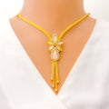 22k-gold-Dangling Sparkling Motif Necklace Set