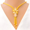 22k-gold-Dangling Sparkling Motif Necklace Set