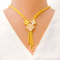 22k-gold-Timeless Triple Flower CZ Necklace Set