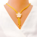 22k-gold-Lovely Rose Gold Flower Necklace Set