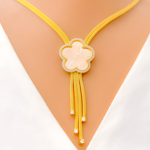 22k-gold-Lovely Rose Gold Flower Necklace Set