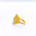 Reflective Leaf Accented 22k Gold Ring