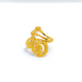 Ethereal Floral Feather 22k Gold Ring