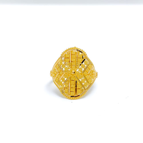 Intricate Wide Striped 22k Gold Ring