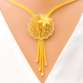 22k-gold-reflective-striped-flower-cz-necklace-set