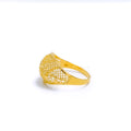 Graceful Leaf Accented Mesh Ring