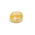 Special Leaf Accented Honey Comb Ring