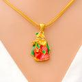 Colorful Radha Krishna 22k  Gold Pendant