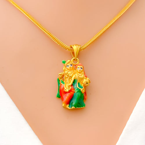 Vibrant Radha Krishna Pendant