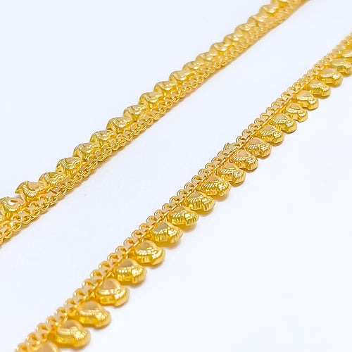 22k-gold-Reflective Heart Anklets