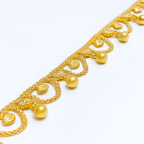 22k-gold-Festive Dangling Multi-bead Anklet