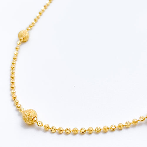 Dainty Beaded Orb Chain - 18", 20" 22k Gold