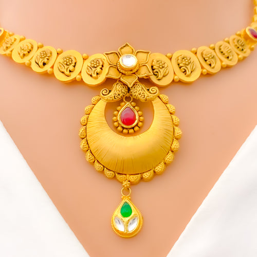 Beautiful Crescent Drop Kundan Necklace Set