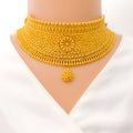 22k-gold-Classic Ornate Leaf Accented Choker Set