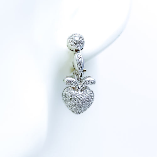 Shimmering Heart Diamond Hanging Earrings