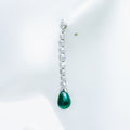 Leaf Accented Tourmaline Drop Diamond Earrings