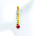 Long Rhodolite Drop Diamond Earrings