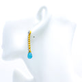 Attractive Aqua Marine Drop Diamond Earrings
