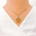Medium Floral Diamond + 18k Gold Pendant