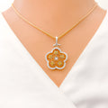 Medium Floral Diamond + 18k Gold Pendant