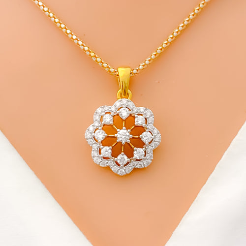 Sophisticated Snowflake Diamond + 18k Gold Pendant