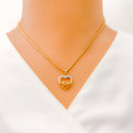 Unique Diamond Heart  + 18k Gold Pendant