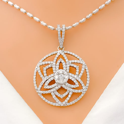 Fancy Floral Diamond + 18k Gold Pendant