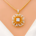 Classy Square Diamond + 18k Gold Pendant