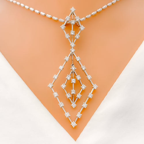 Contemporary White Gold Diamond + 18k Gold Pendant
