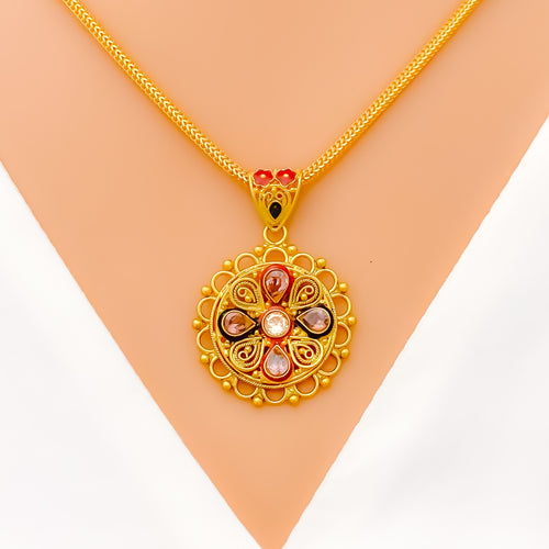 Majestic Blooming Flower Pendant Set