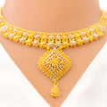 Traditional Two-Tone Floral Necklace Set