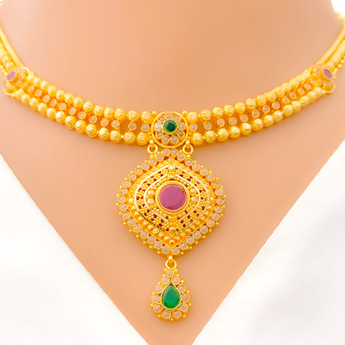 Festive Vibrant Gold Necklace Set