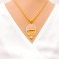 Rose 22k Gold Pendant Set with Pearl Drop