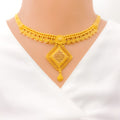 Flower Accented Square Necklace Set