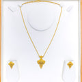 22k-gold-Classy Striped Necklace w/ Dangling Chains