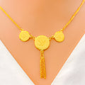 22k-gold-Attractive Triple Coin Necklace