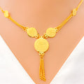 22k-gold-Charming Floral Coin Necklace