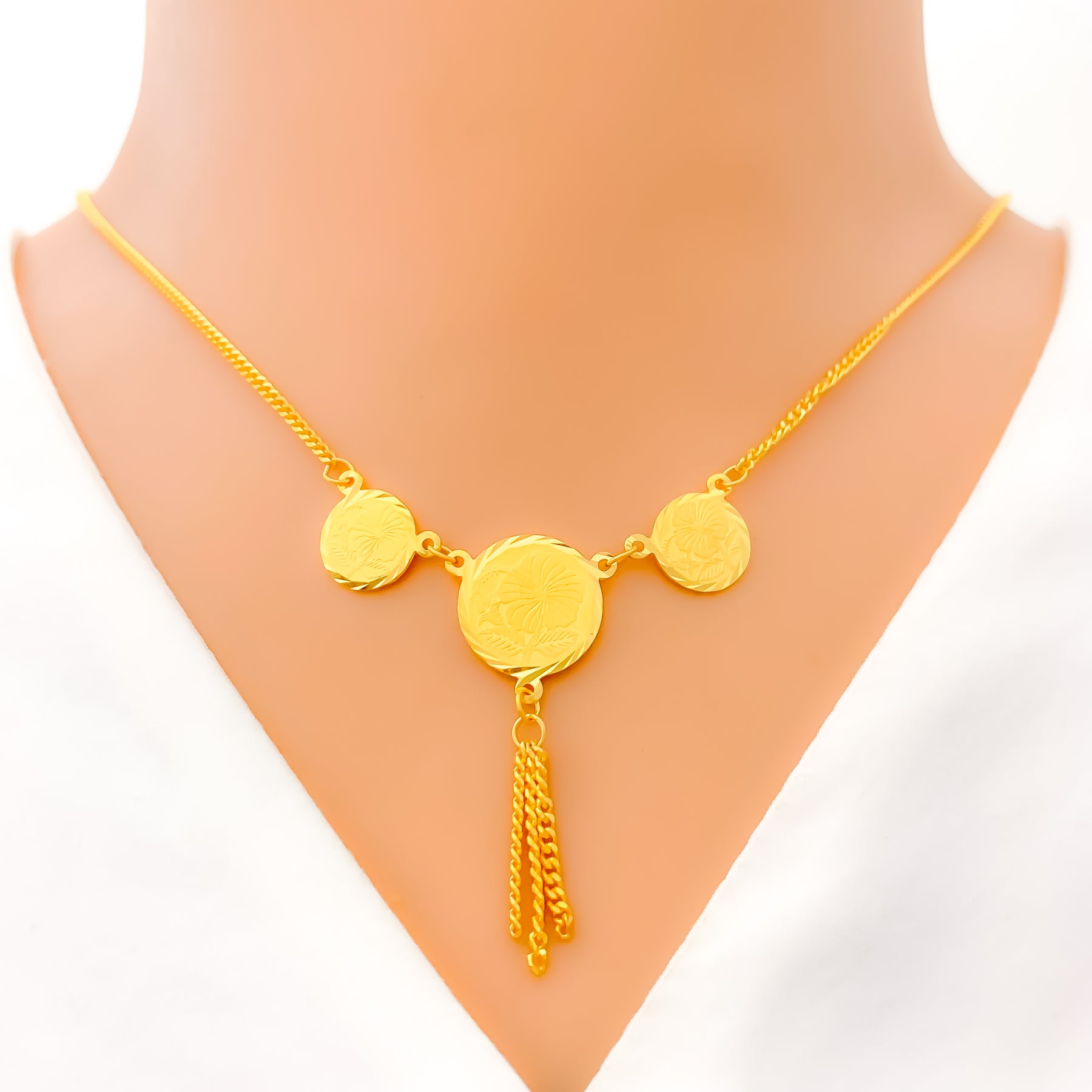 Gold Coin Necklace-Gold MultiLink Chain Necklace-Cubic Zirconia Bezel -  Vanessadesigns4u