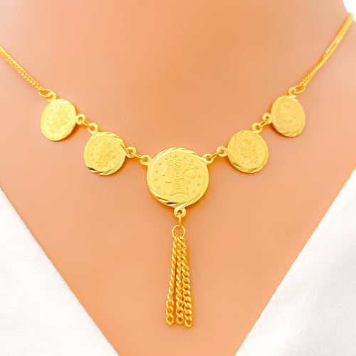 22k-gold-Elegant Hanging Coin Necklace