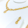 22k-gold-Elegant Dual Open Drop CZ Necklace Set