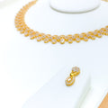 22k-gold-Decorative Delightful Interlinked Flower CZ Necklace Set