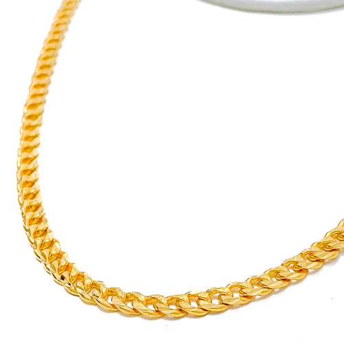 22k-gold-Trendy Faceted Link Chain - 18"