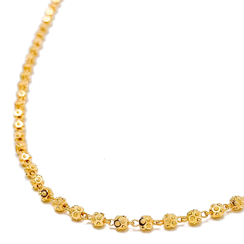 22k-gold-Ornate Mini Bead Dressy Long Chain - 26"