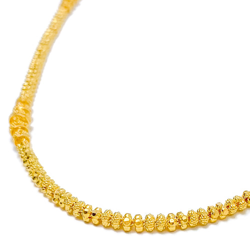 22k-gold-Unique Long Floral Beaded Chain - 30"