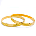 22k-gold-Plush Reflective Floral Bangles