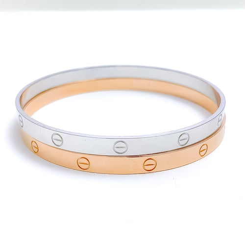 22k-gold-Bright Vibrant Two Tone Bangle Pair