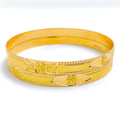 22k-gold-Attractive Etched Flower Accented Bangles