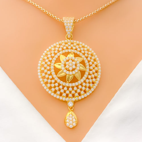 Decorative Floral Dome CZ Pendant