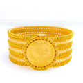 22k-gold-Impressive Spiral Striped Bead Cuff