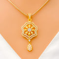 Dazzling Reflective Floral CZ Pendant